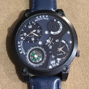 Men’s large face leather band watch